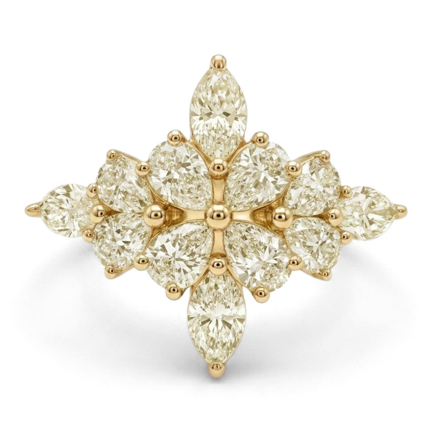14K 1.70cttw Marquise & Pear Shape VS Yellow Diamond Ring