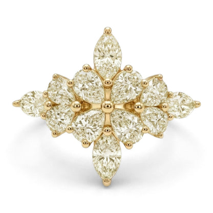 14K 1.70cttw Marquise & Pear Shape VS Yellow Diamond Ring