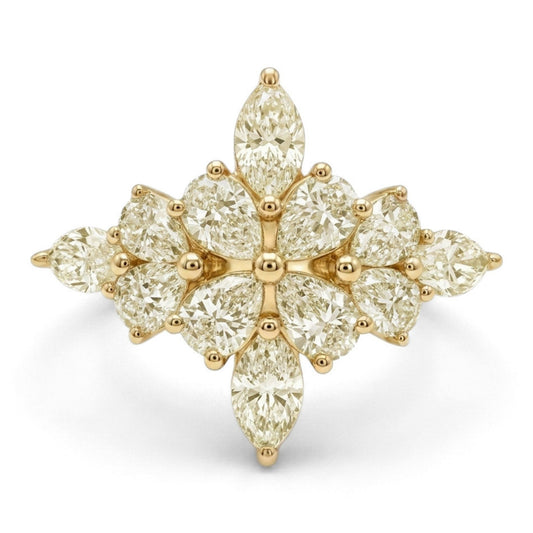 14K 1.70cttw Marquise & Pear Shape VS Yellow Diamond Ring