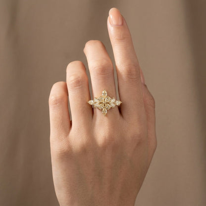 14K 1.70cttw Marquise & Pear Shape VS Yellow Diamond Ring