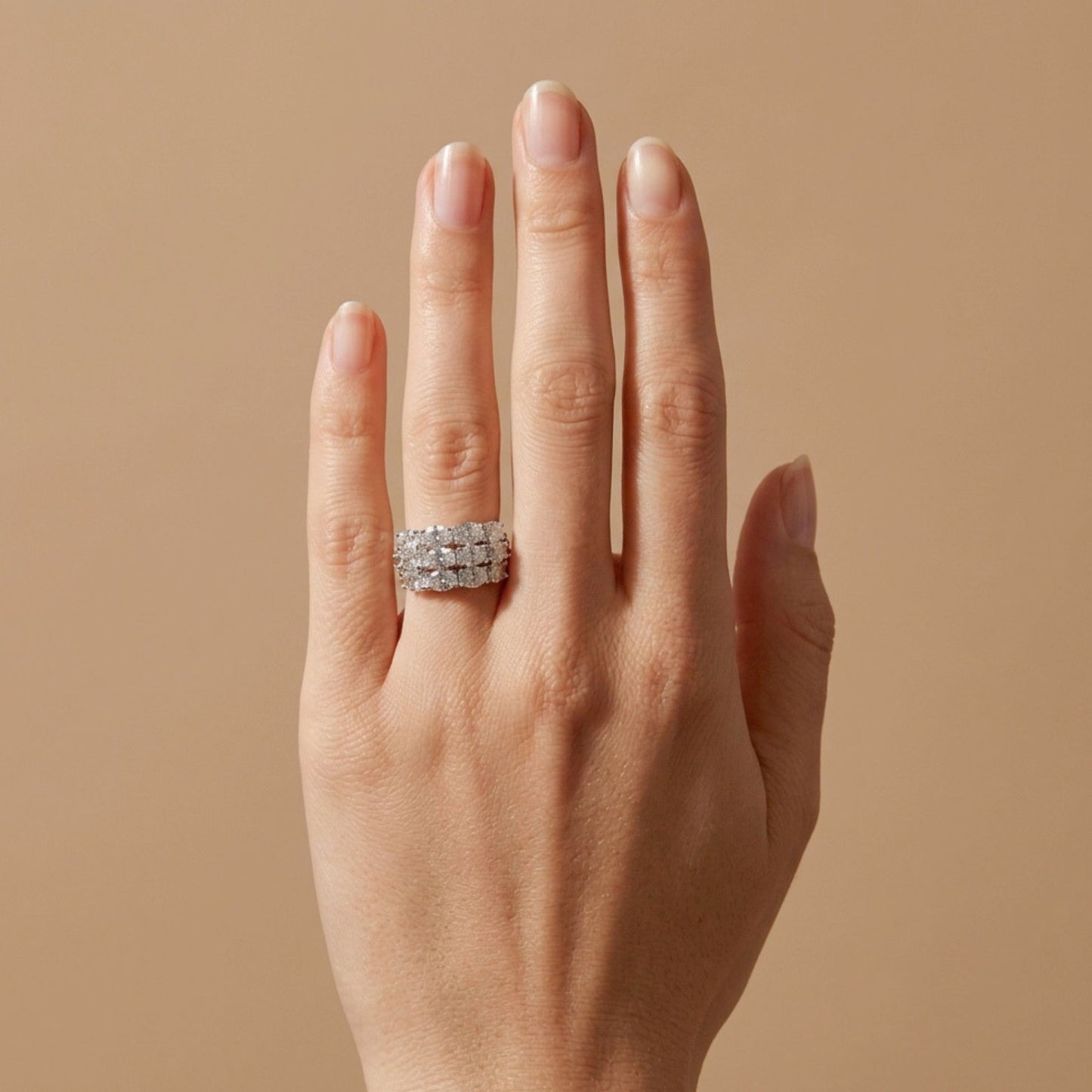14K 3.00cttw Oval VS White Diamond Band Ring