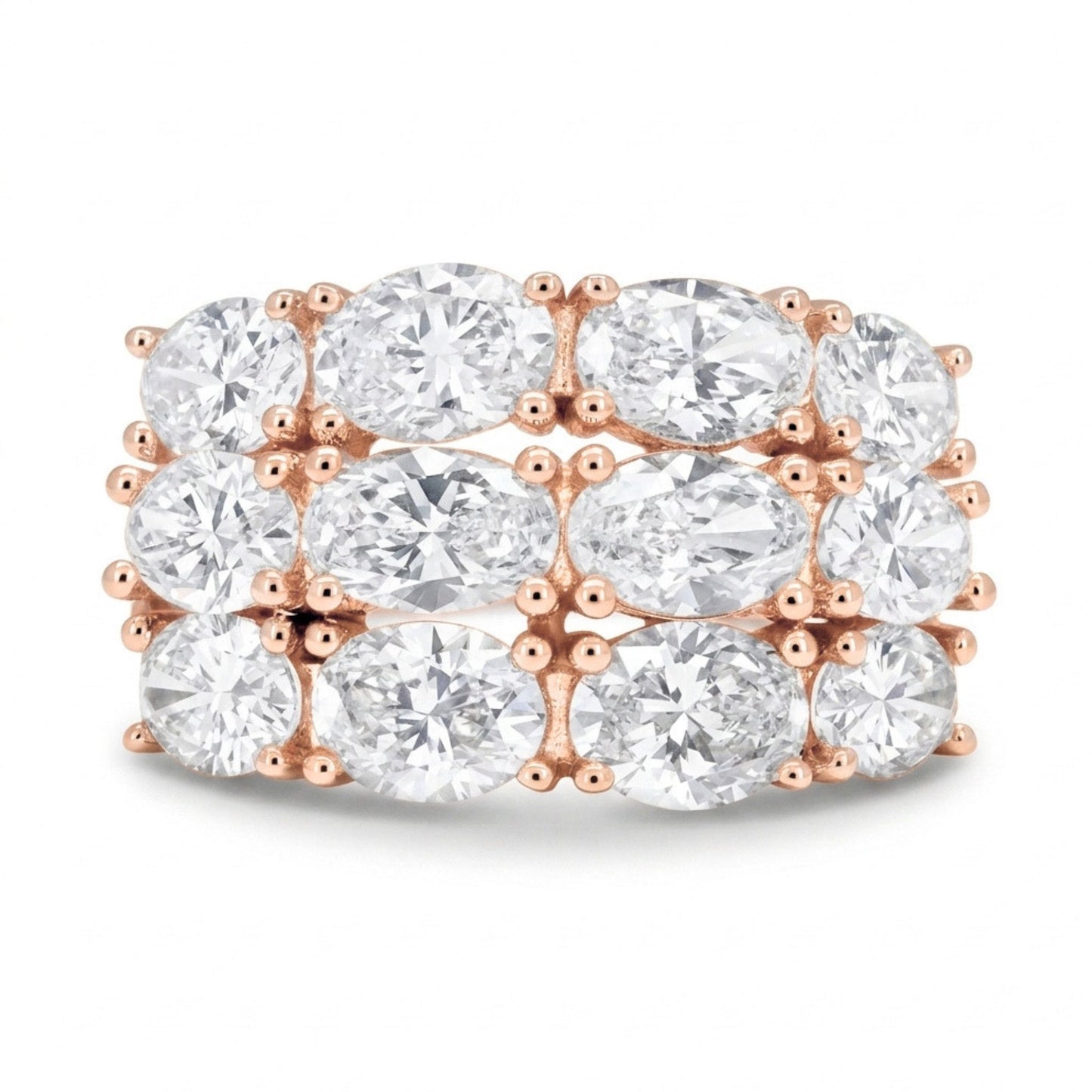 14K 3.00cttw Oval VS White Diamond Band Ring
