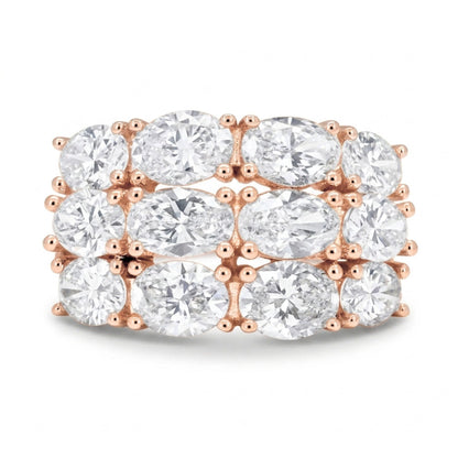 14K 3.00cttw Oval VS White Diamond Band Ring