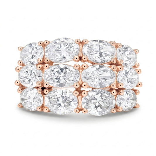 14K 3.00cttw Oval VS White Diamond Band Ring