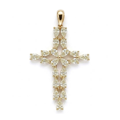 14K 3.05cttw Pear Shape VS Yellow Diamond Cross Pendant