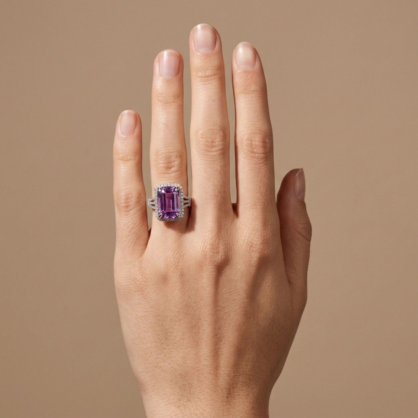 14K 8.48ct Cushion Kunzite 0.48cttw VS White Diamonds Ring