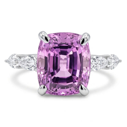 14K 5.22ct Cushion Kunzite 0.47cttw VS White Diamond Ring