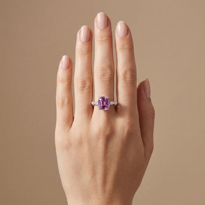 14K 5.22ct Cushion Kunzite 0.47cttw VS White Diamond Ring