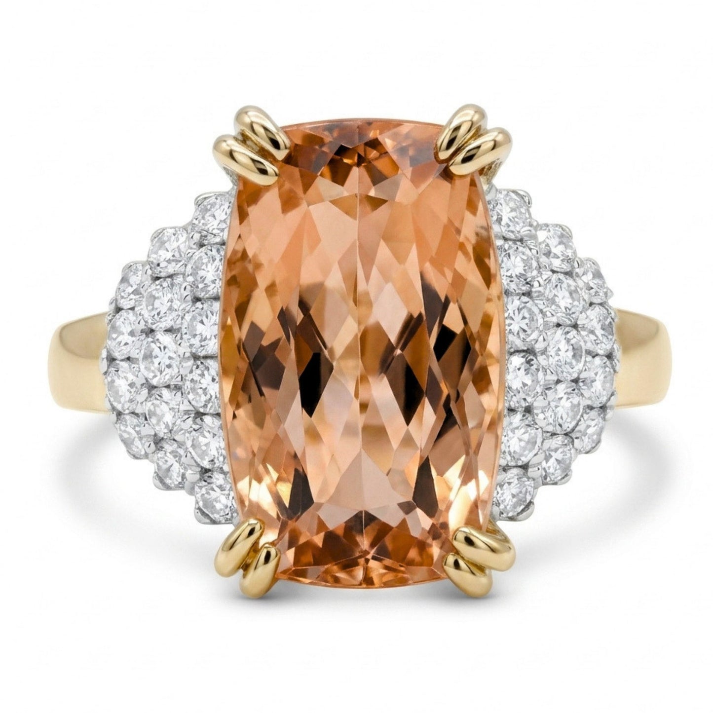 14K 4.61ct Cushion Imperial Topaz 0.45cttw VS White Diamonds Ring