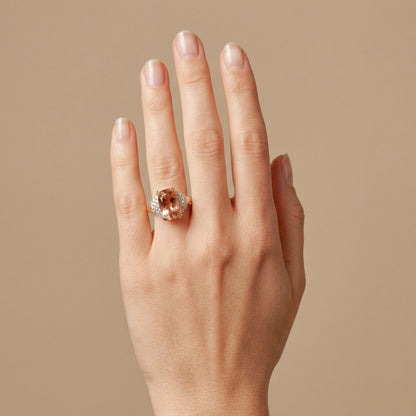 14K 4.61ct Cushion Imperial Topaz 0.45cttw VS White Diamonds Ring