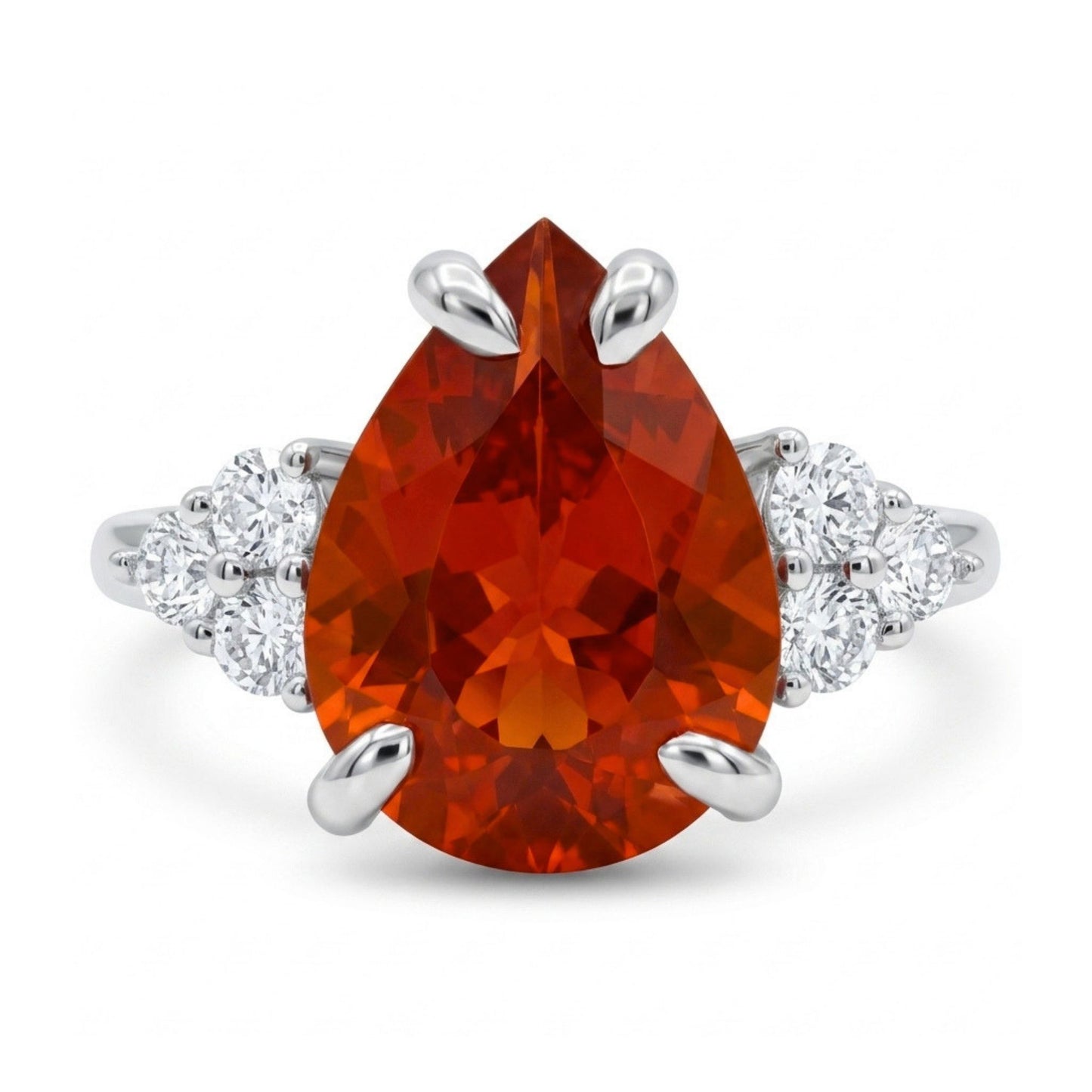 14K 1.22ct Pear Shape Fire Opal 0.24cttw VS White Diamonds Ring