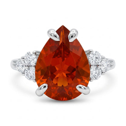 14K 1.22ct Pear Shape Fire Opal 0.24cttw VS White Diamonds Ring