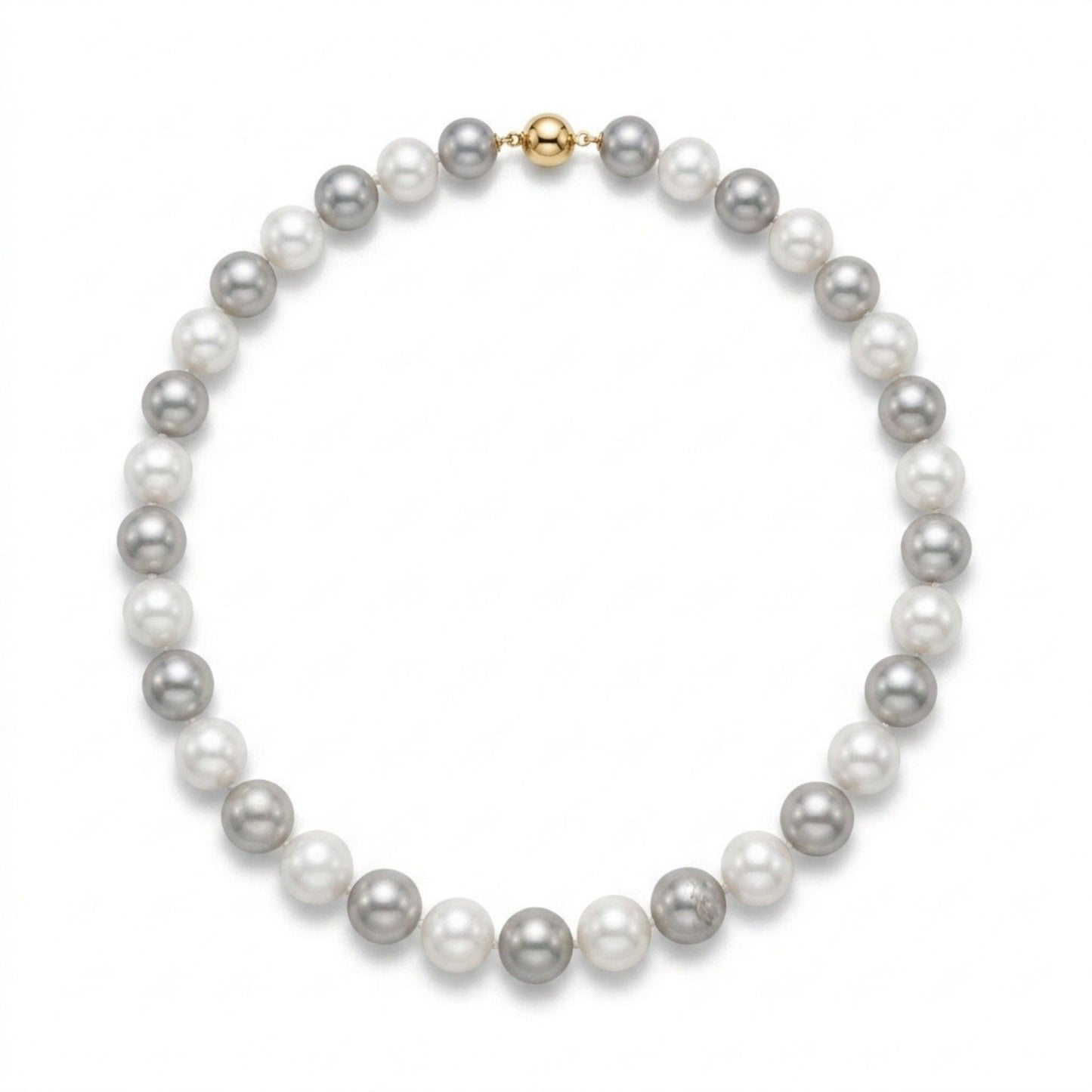 14K 11-15mm Freshwater Silver & White Pearl Necklace