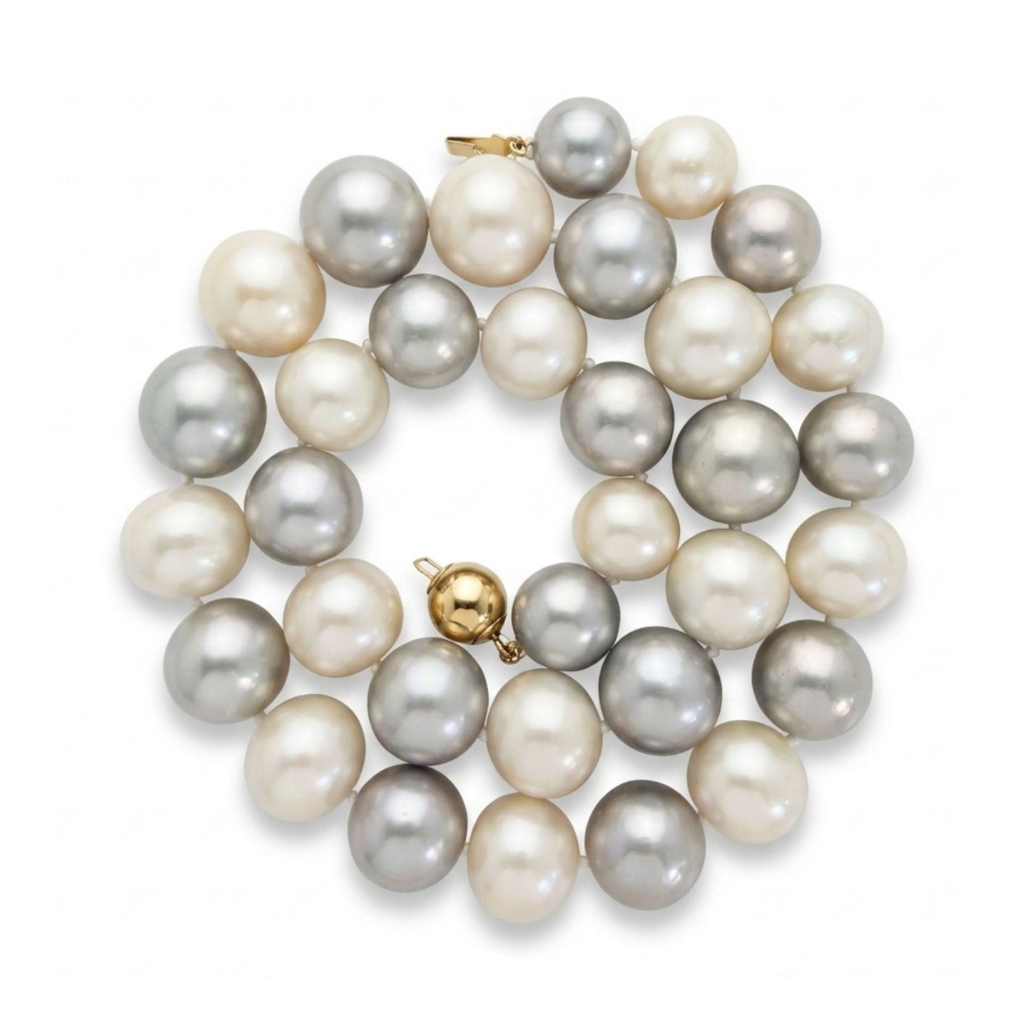 14K 11-15mm Freshwater Silver & White Pearl Necklace