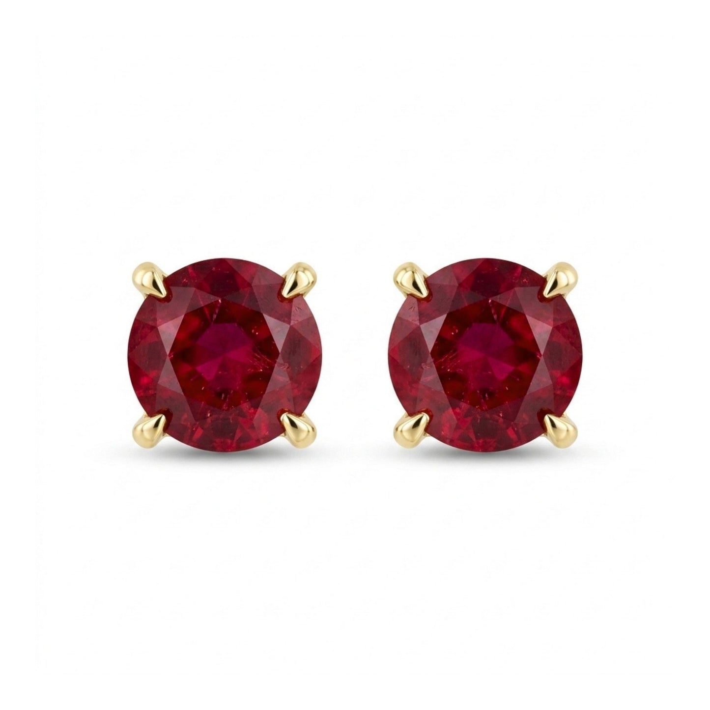18K 0.23cttw Round Red Beryl Stud Earrings