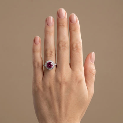 14K 1.07ct Round Rubellite 0.68cttw VS White Diamonds Ring