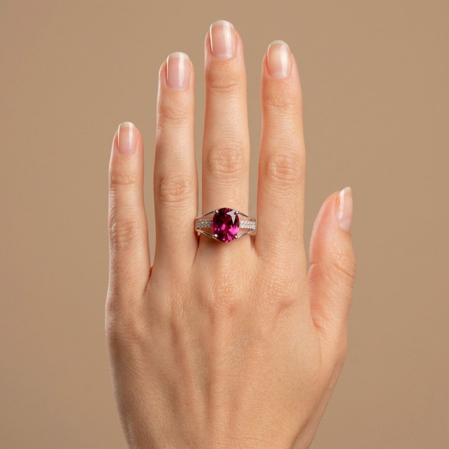 14K 2.28ct Oval Rubellite 0.26cttw VS White Diamonds Ring