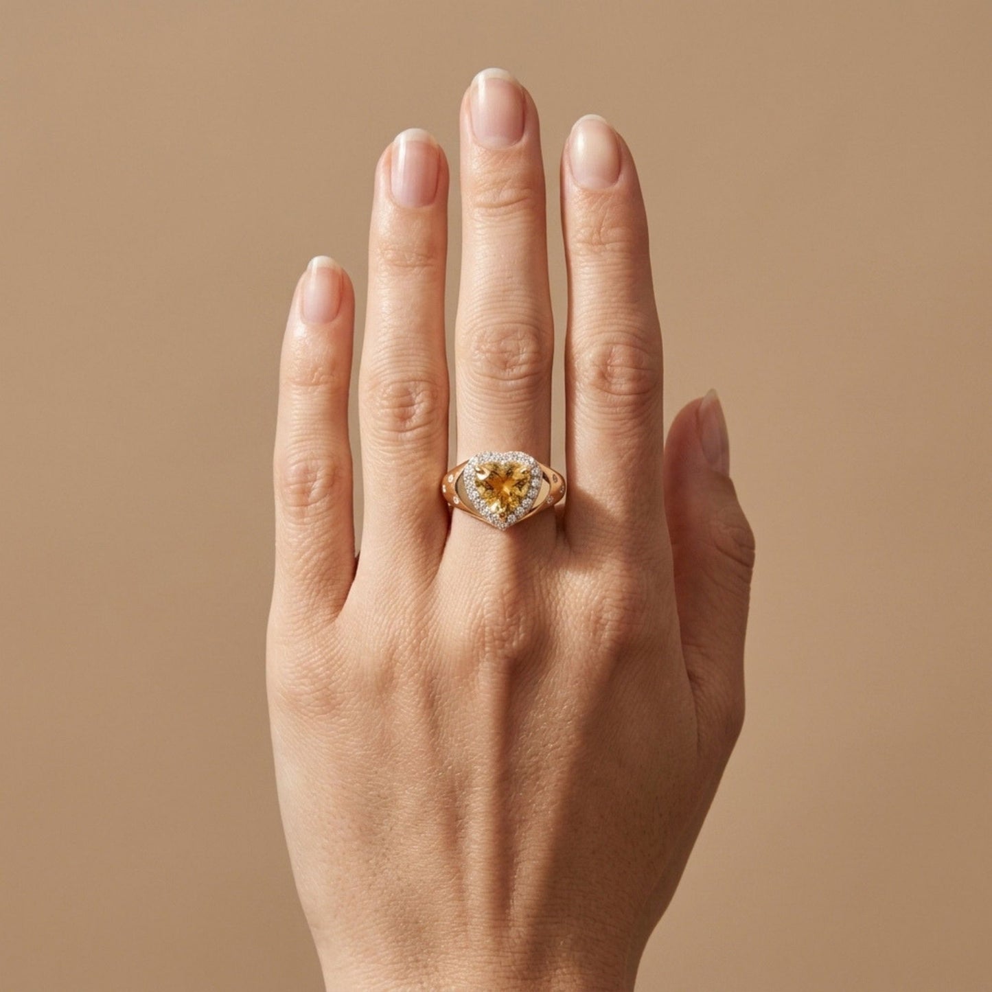 14K 2.08ct Heart Shape Unheated Yellow Sapphire 0.40cttw VS White Diamonds Ring