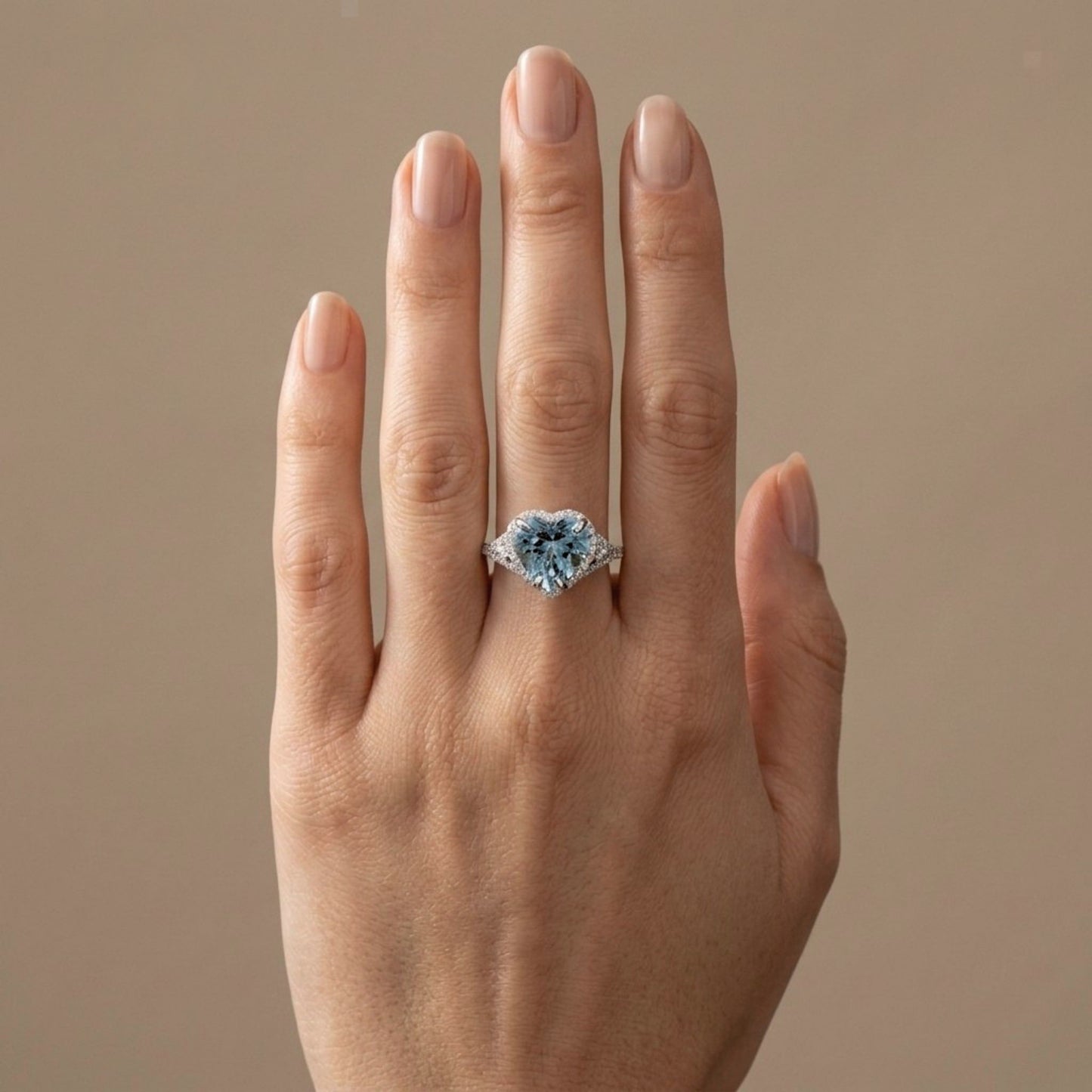 14K 3.83ct Heart Shape Santa Maria Aquamarine 0.52cttw VS White Diamonds Ring