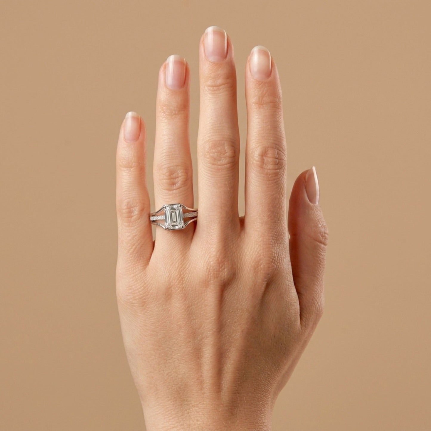 14K 1.00ct Emerald Cut VS White Diamond 0.13cttw VS White Diamonds Ring