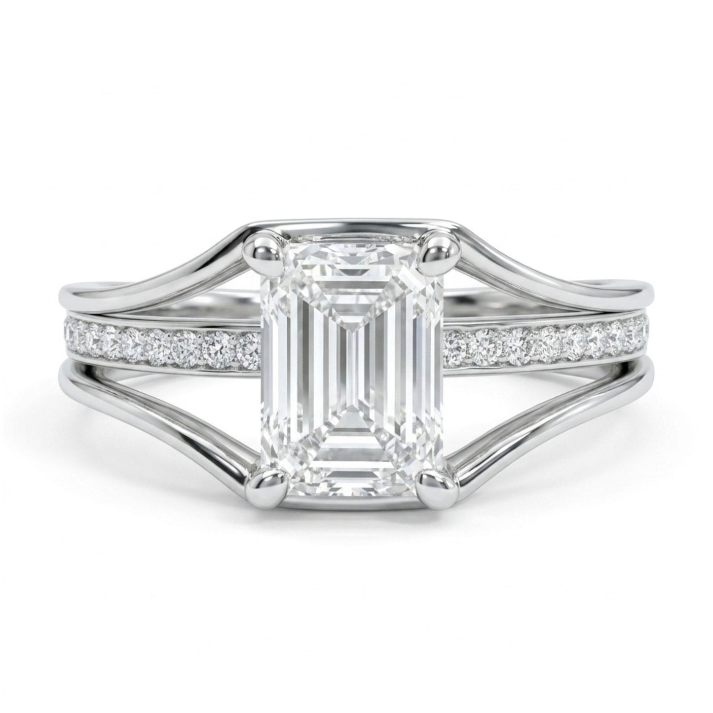 14K 1.00ct Emerald Cut VS White Diamond 0.13cttw VS White Diamonds Ring
