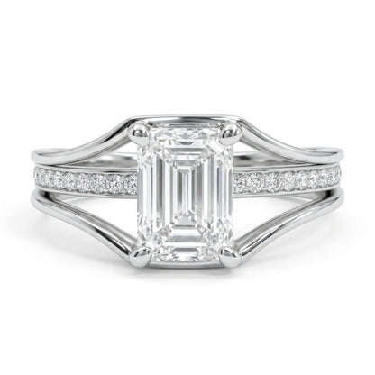 14K 1.00ct Emerald Cut VS White Diamond 0.13cttw VS White Diamonds Ring