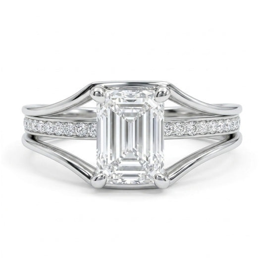 14K 1.00ct Emerald Cut VS White Diamond 0.13cttw VS White Diamonds Ring