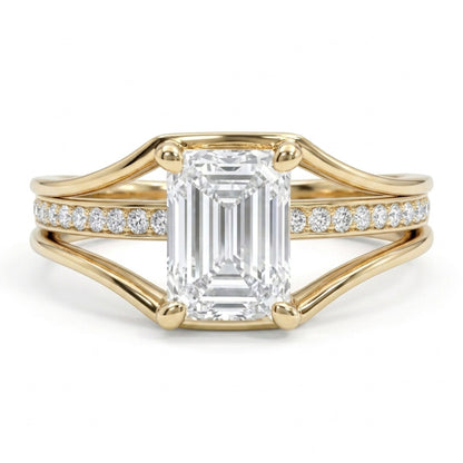 14K 1.00ct Emerald Cut VS White Diamond 0.13cttw VS White Diamonds Ring