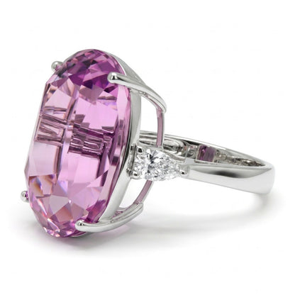 14K 16.69ct Oval Kunzite 0.28cttw Pear Shape VS White Diamond Ring