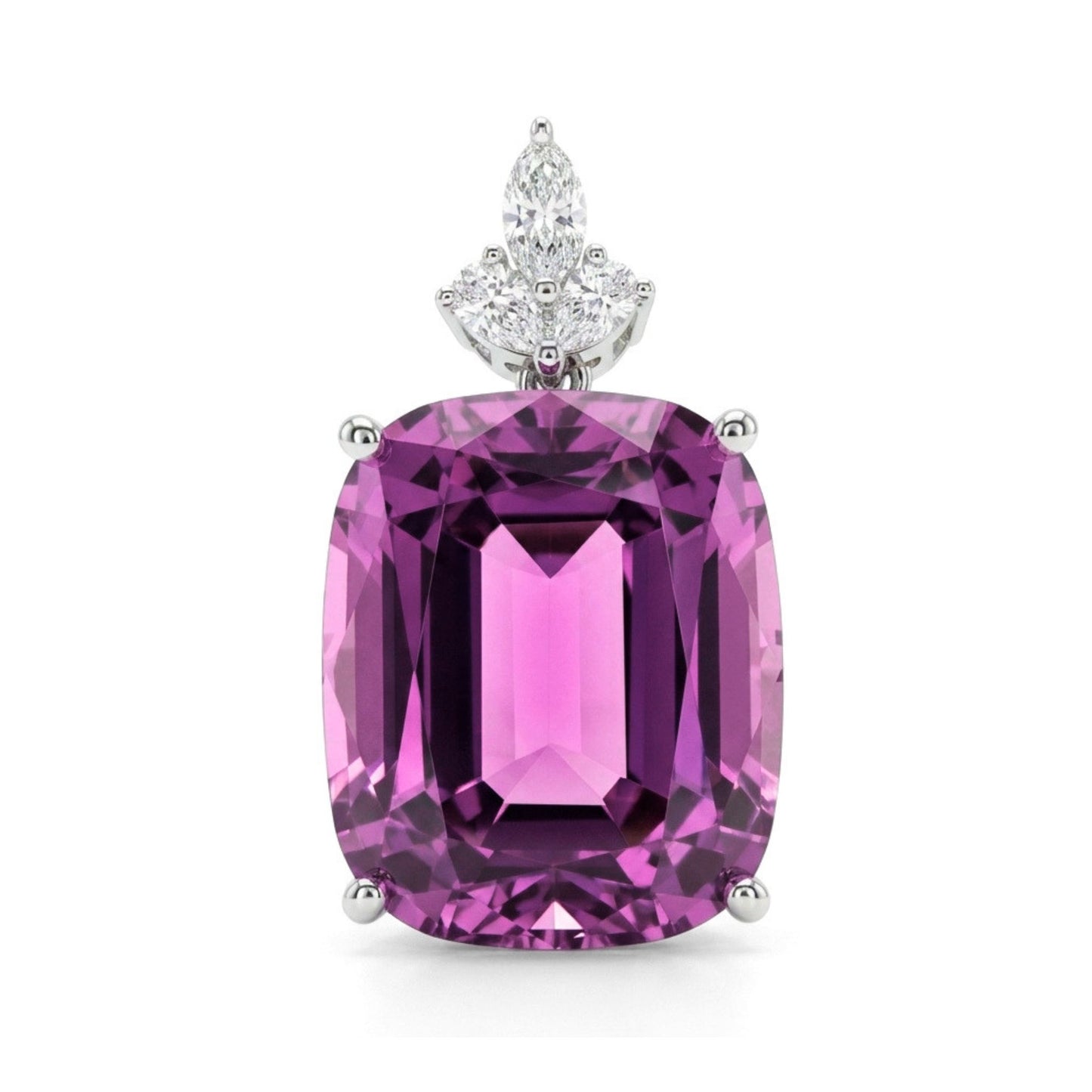 14K 21.99ct Cushion Kunzite 0.30cttw VS White Diamond Pendant