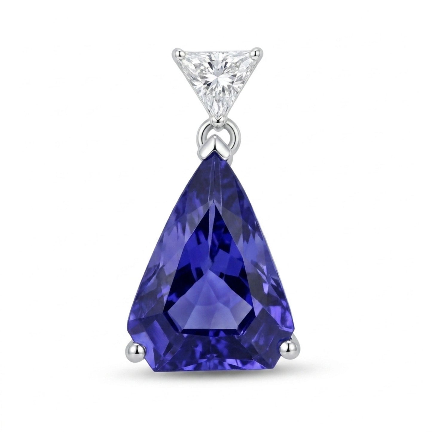 14K 4.80ct Fancy Cut Blue Wing Tanzanite 0.17cttw Trilliant VS Yellow Diamond Pendant