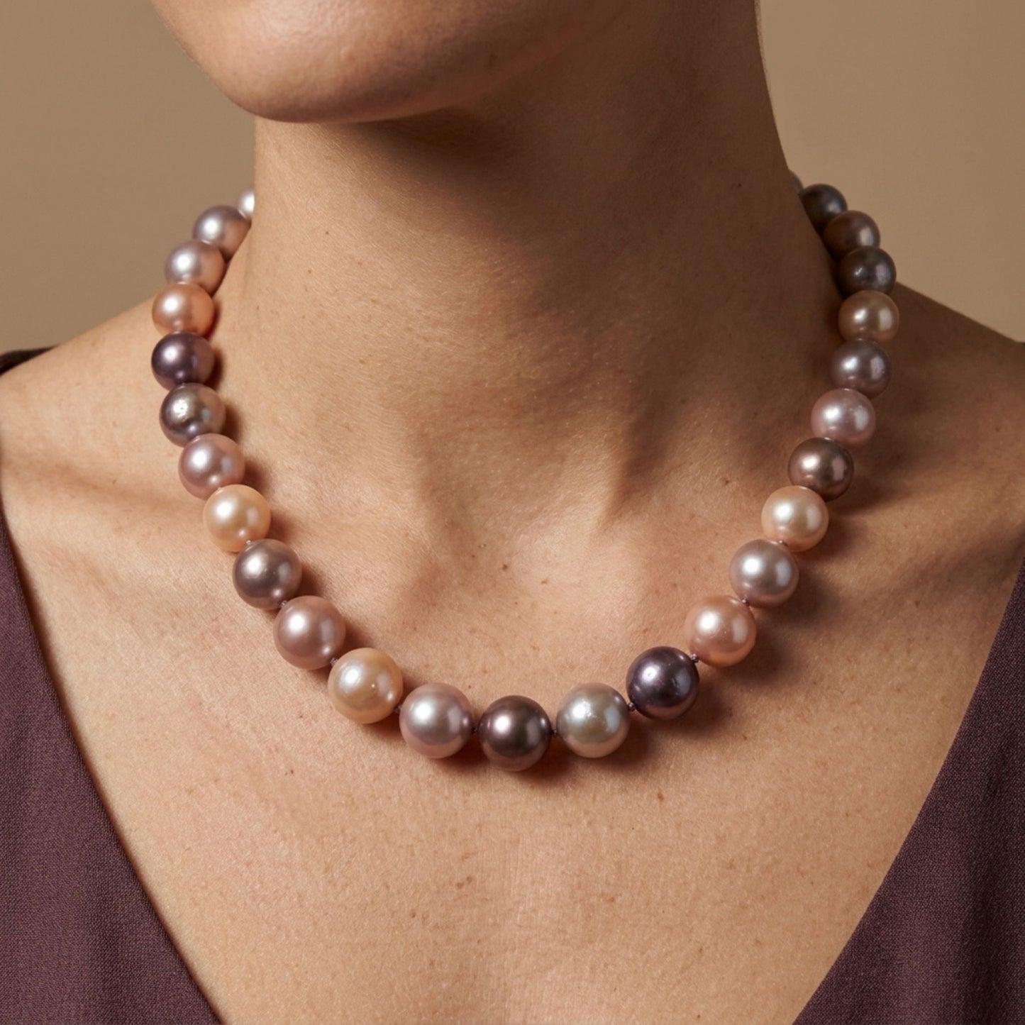 14K 12-14mm Multi-Color Freshwater Pearl Necklace