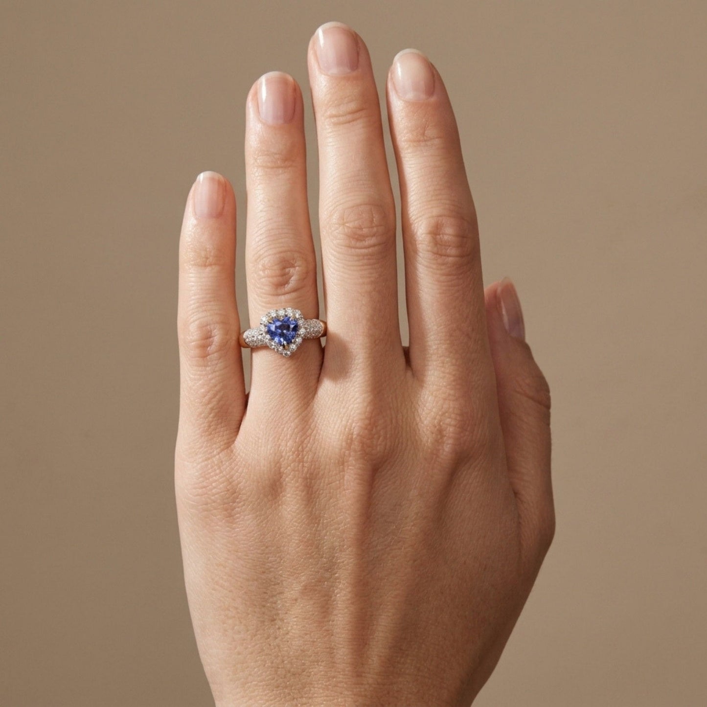 14K 1.60ct Heart Shape Unheated Cornflower Blue Sapphire 0.84cttw VS White Diamonds Ring