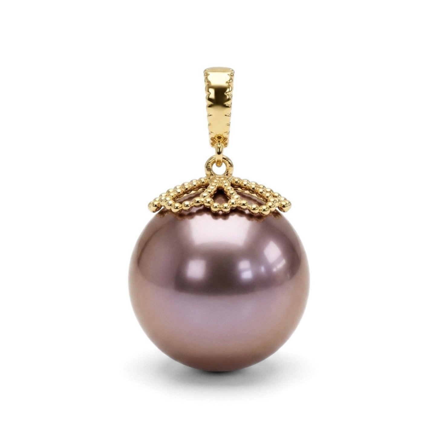 14K 12mm Freshwater Purple Pearl Pendant