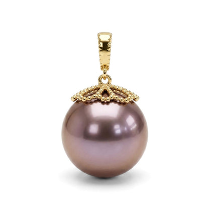 14K 12mm Freshwater Purple Pearl Pendant