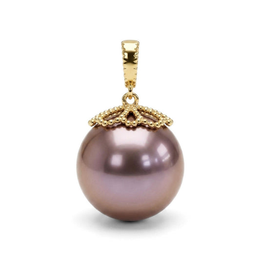 14K 12mm Freshwater Purple Pearl Pendant