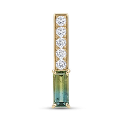 14K 0.95ct Baguette Bi-Color Paraiba 0.45cttw VS White Diamonds Pendant