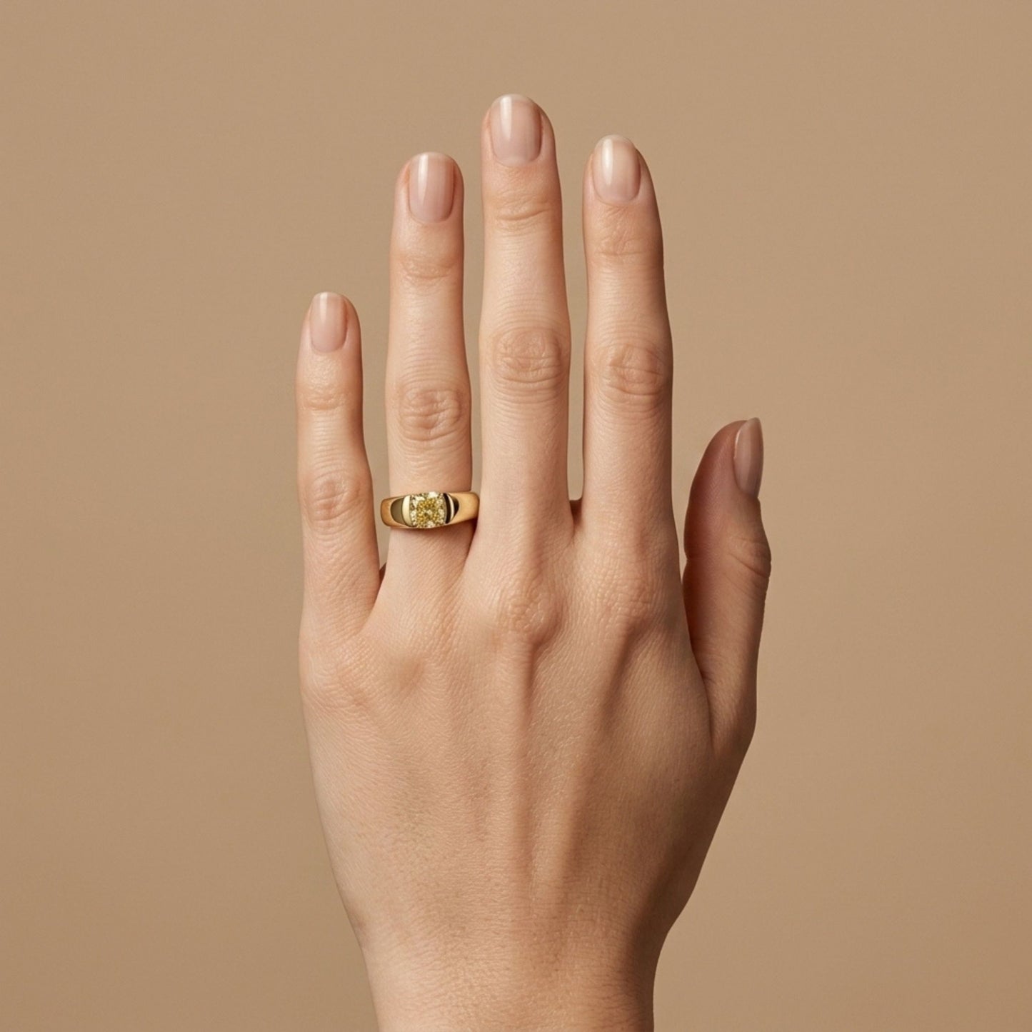 14K 1.00ct Cushion VS Yellow Diamond Band Ring