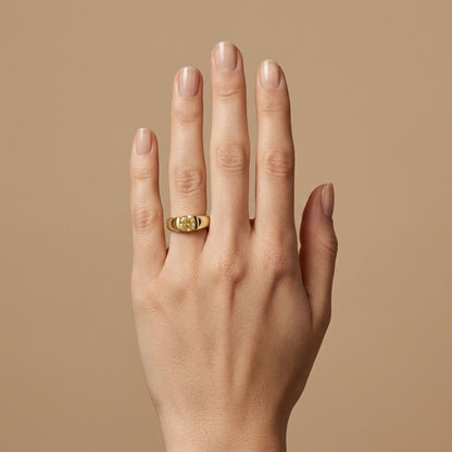 14K 1.00ct Cushion VS Yellow Diamond Band Ring