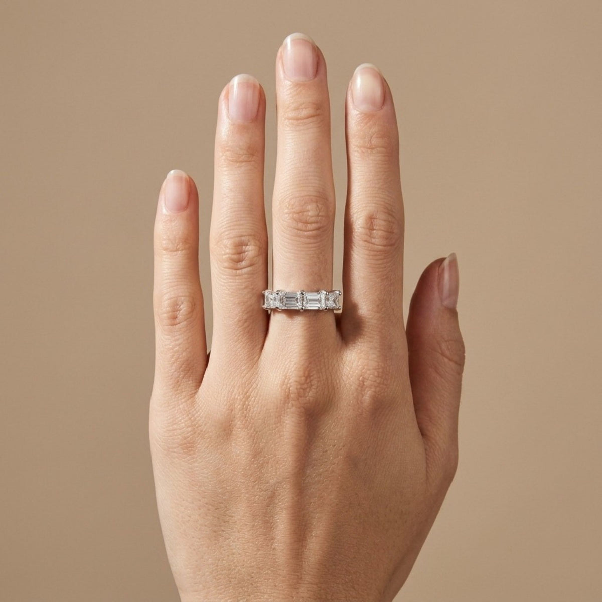 14K 2.00cttw Emerald Cut VS White Diamond Band Ring