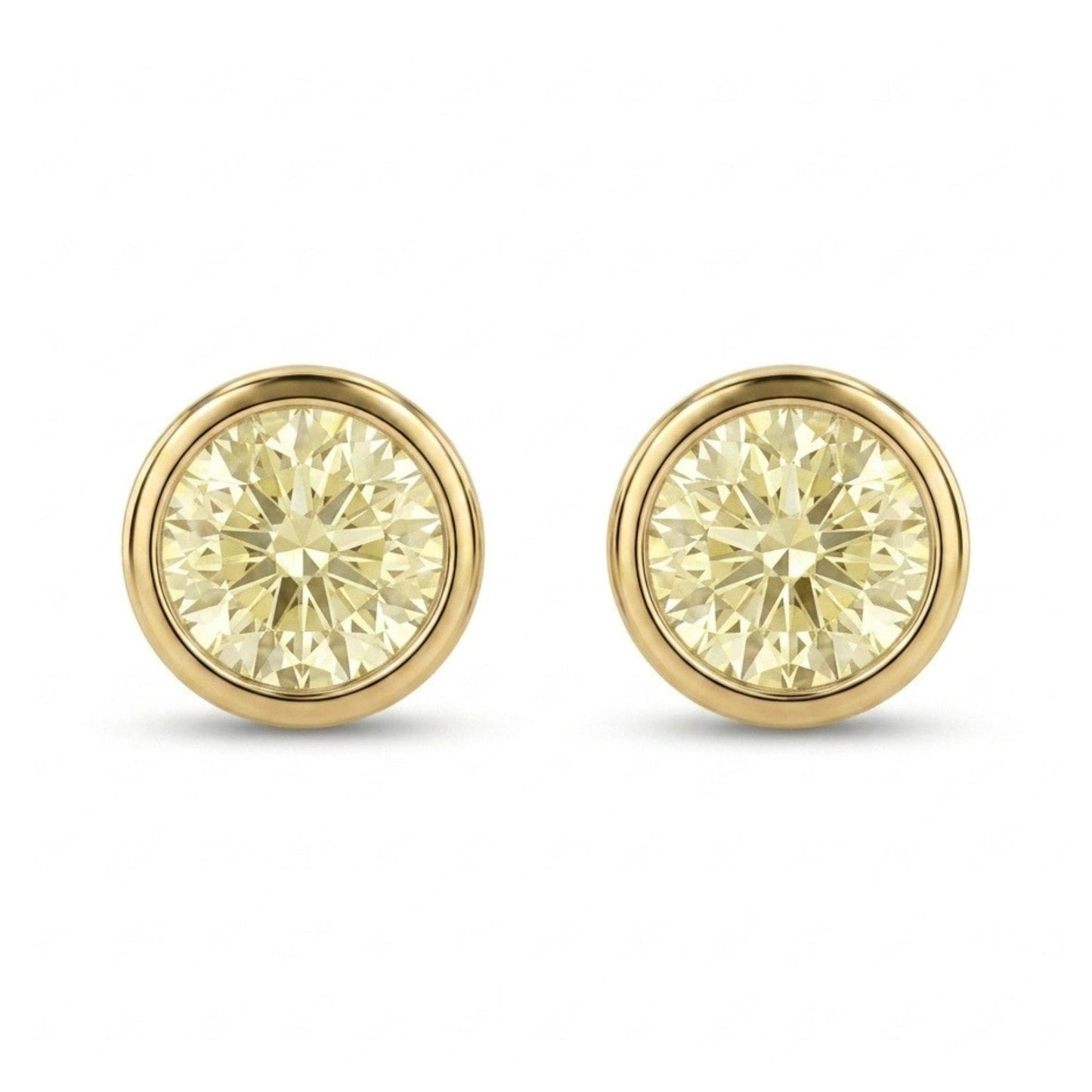 14K 1.00cttw Round VS Yellow Diamond Stud Earrings