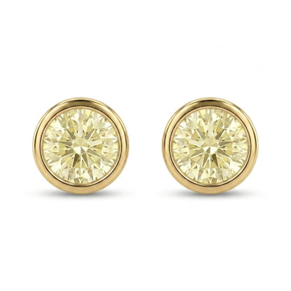 14K 1.00cttw Round VS Yellow Diamond Stud Earrings