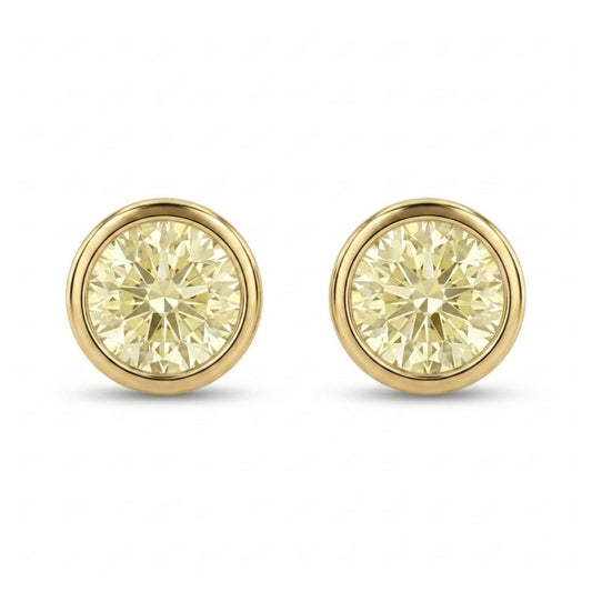 14K 1.00cttw Round VS Yellow Diamond Stud Earrings
