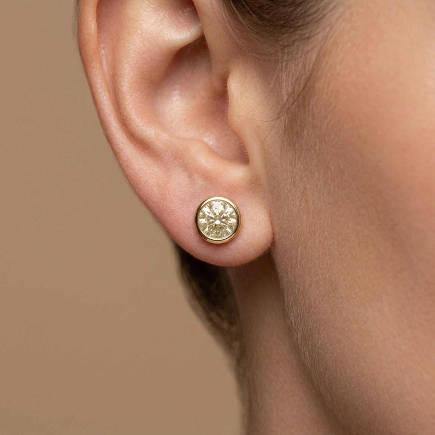 14K 1.00cttw Round VS Yellow Diamond Stud Earrings