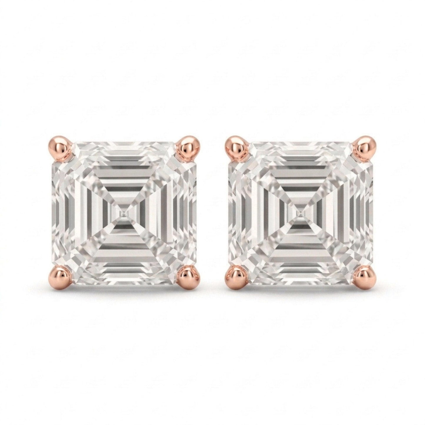 14K 2.00cttw Asscher Cut VS White Diamond Stud Earrings