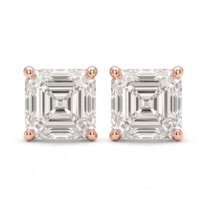 14K 2.00cttw Asscher Cut VS White Diamond Stud Earrings