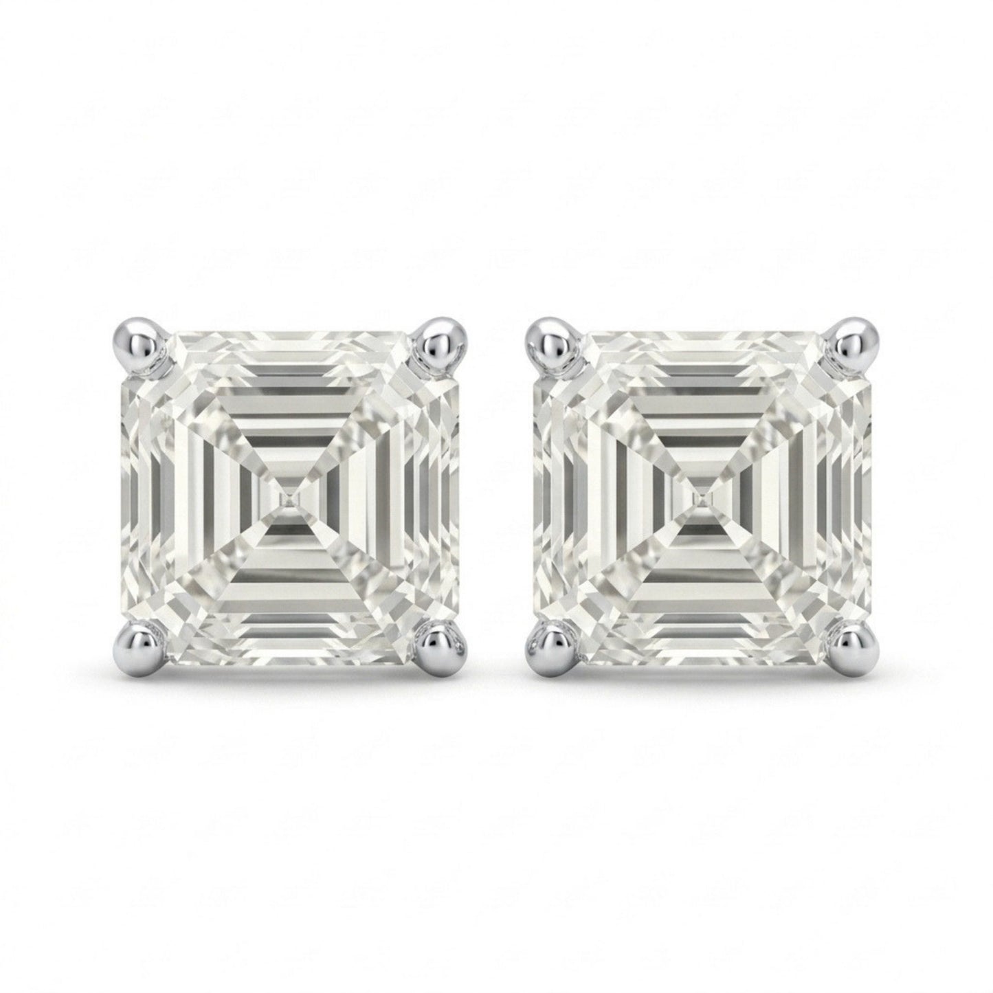 14K 2.00cttw Asscher Cut VS White Diamond Stud Earrings