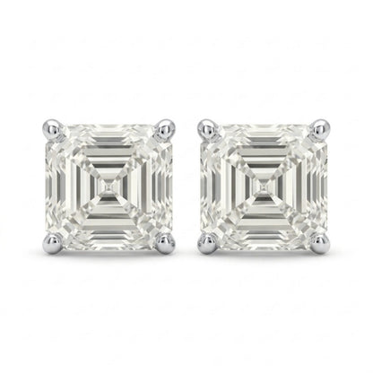 14K 2.00cttw Asscher Cut VS White Diamond Stud Earrings