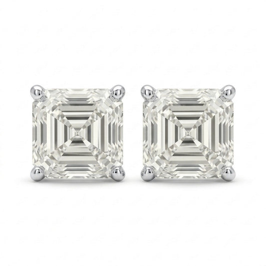 14K 2.00cttw Asscher Cut VS White Diamond Stud Earrings