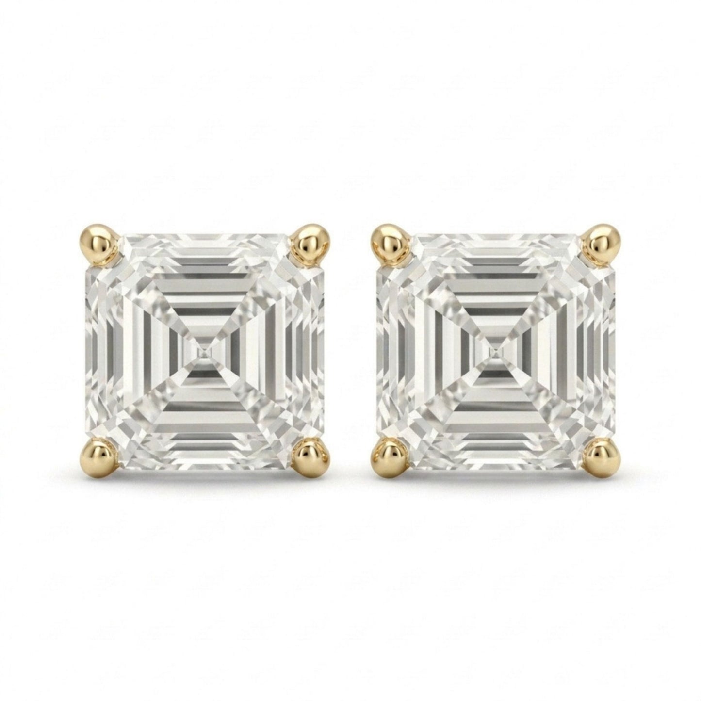 14K 2.00cttw Asscher Cut VS White Diamond Stud Earrings